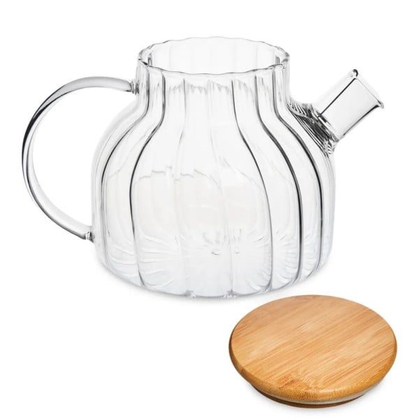 Ceainic, Quasar & Co.®, recipient pentru ceai/cafea cu filtru si capac, 950 ml, sticla borosilicata/bambus, transparent - imagine 3