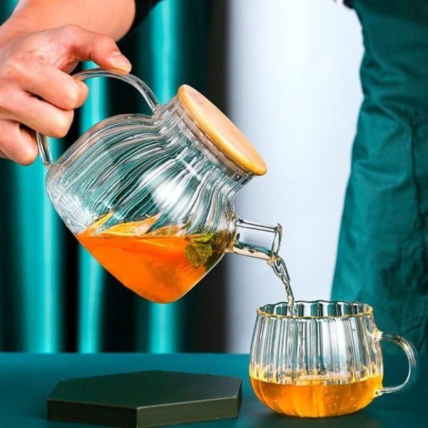 Ceainic, Quasar & Co.®, recipient pentru ceai/cafea cu filtru si capac, 950 ml, sticla borosilicata/bambus, transparent - imagine 8