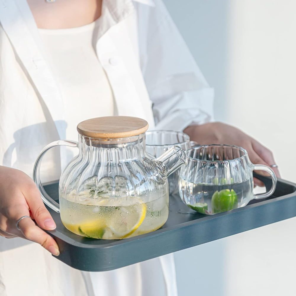 Set ceainic cu 2 cani, Quasar & Co.®, cu filtru si capac, 950 ml/2×400 ml, sticla borosilicate/bambus, transparent 3 Set ceainic cu 2 cani, Quasar & Co.®, cu filtru si capac, 950 ml/2×400 ml, sticla borosilicate/bambus, transparent 3