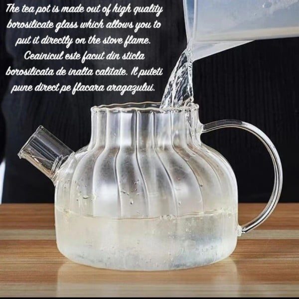 Set ceainic cu 2 cani, Quasar & Co.®, cu filtru si capac, 950 ml/2x400 ml, sticla borosilicate/bambus, transparent - imagine 7