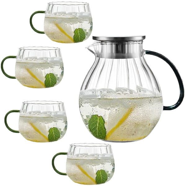 Set ceainic cu 4 cani, Quasar & Co.®, cu filtru, capac, 1600 ml/4×400 ml, sticla borosilicata/otel inoxidabil, transparent Ibrice, Ceainice si infuzoare 2024-10-29 2