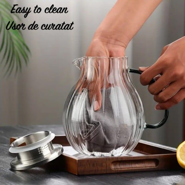 Set ceainic cu 4 cani, Quasar & Co.®, cu filtru, capac, 1600 ml/4x400 ml, sticla borosilicata/otel inoxidabil, transparent - imagine 4
