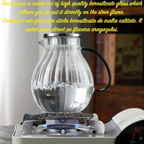 Set ceainic cu 4 cani, Quasar & Co.®, cu filtru, capac, 1600 ml/4x400 ml, sticla borosilicata/otel inoxidabil, transparent - imagine 5