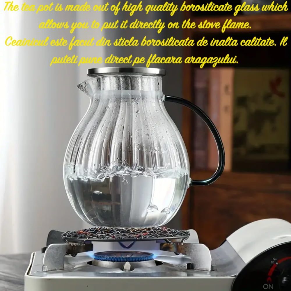 Set ceainic cu 4 cani, Quasar & Co.®, cu filtru, capac, 1600 ml/4×400 ml, sticla borosilicata/otel inoxidabil, transparent 5