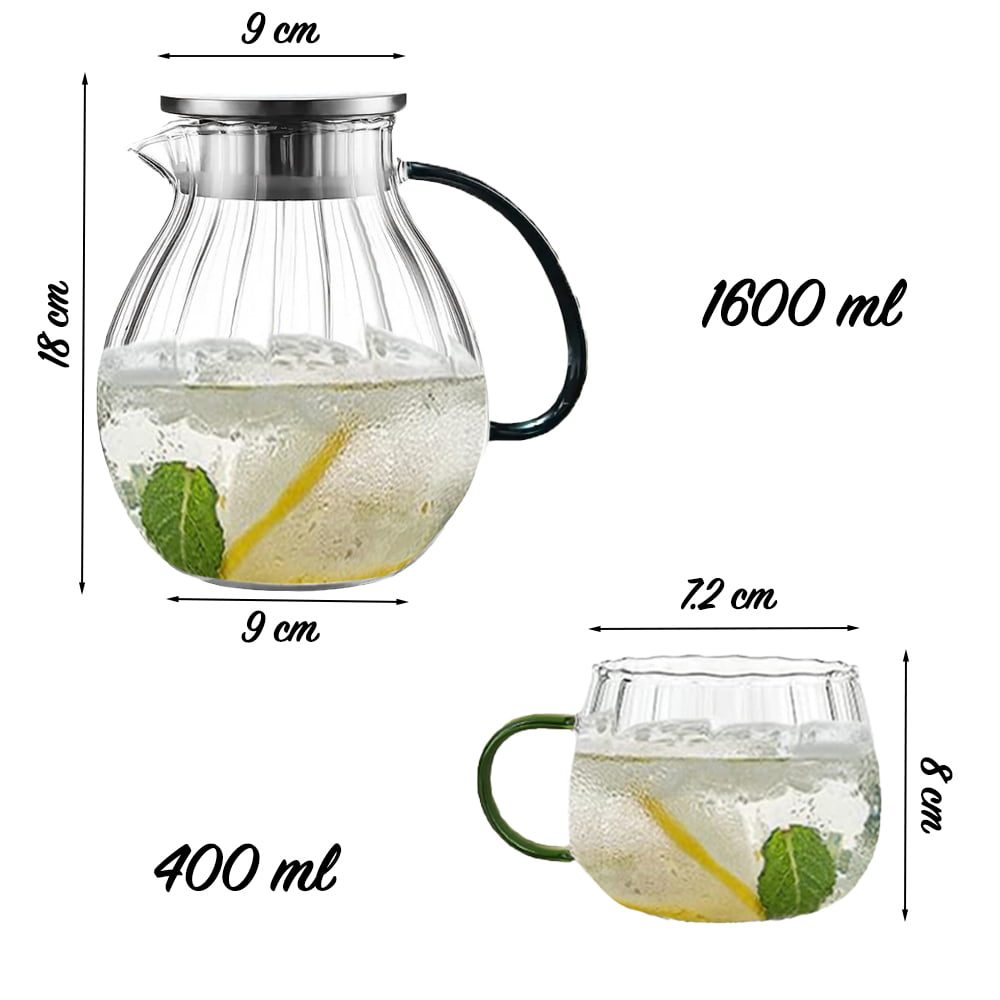 Set ceainic cu 4 cani, Quasar & Co.®, cu filtru, capac, 1600 ml/4×400 ml, sticla borosilicata/otel inoxidabil, transparent 7
