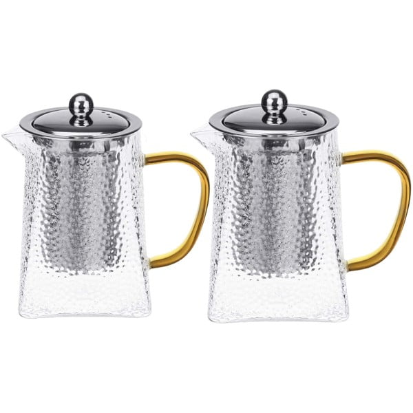 Set 2 ceainice, Quasar & Co.®, recipiente pentru ceai/cafea cu infuzor si capac, 1 x 650 ml, 1 x 750 ml, sticla borosilicata/otel inoxidabil, transparent Ibrice, Ceainice si infuzoare 2024-05-05