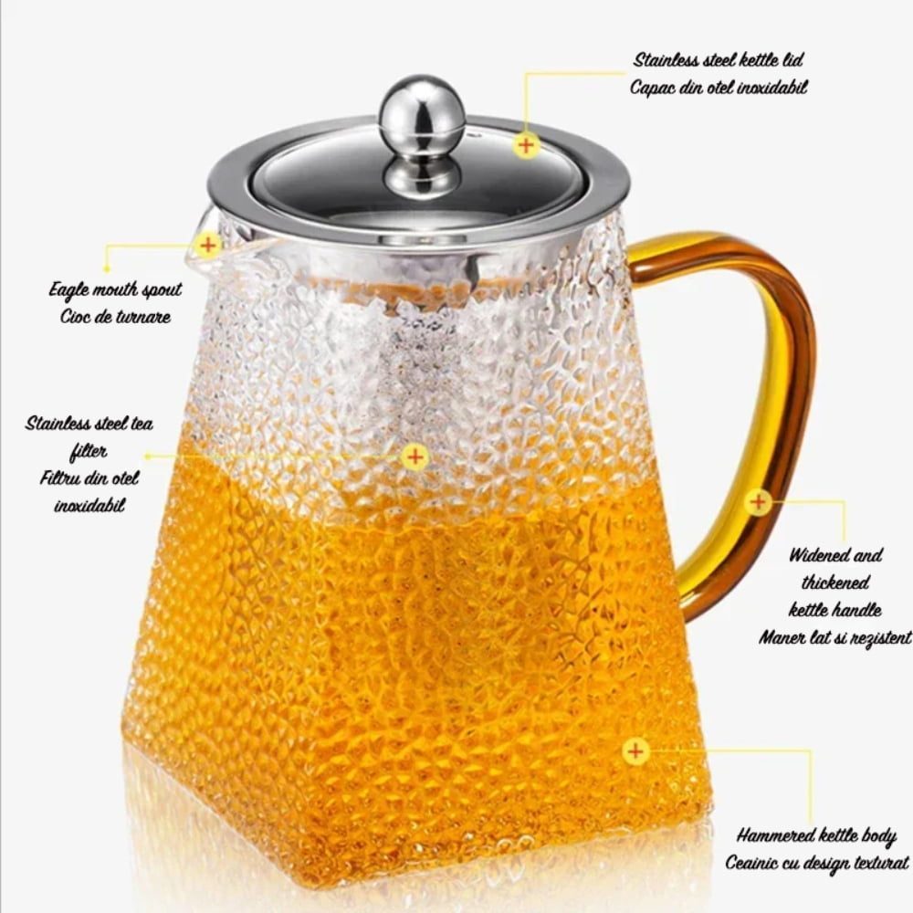 Set 2 ceainice, Quasar & Co.®, recipiente pentru ceai/cafea cu infuzor si capac, 1 x 650 ml, 1 x 750 ml, sticla borosilicata/otel inoxidabil, transparent 10