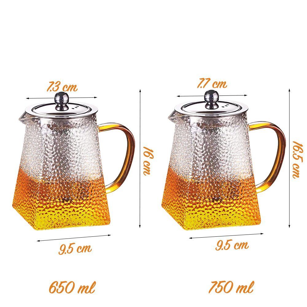 Set 2 ceainice, Quasar & Co.®, recipiente pentru ceai/cafea cu infuzor si capac, 1 x 650 ml, 1 x 750 ml, sticla borosilicata/otel inoxidabil, transparent 12