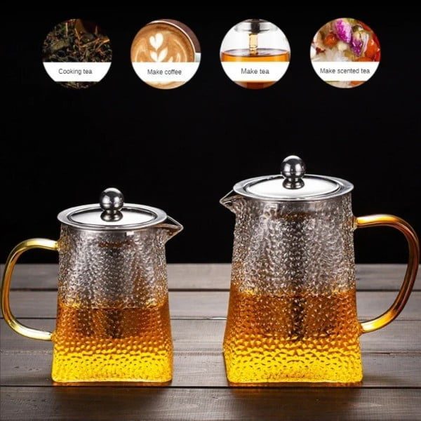 Set 2 ceainice, Quasar & Co.®, recipiente pentru ceai/cafea cu infuzor si capac, 1 x 650 ml, 1 x 750 ml, sticla borosilicata/otel inoxidabil, transparent - imagine 5