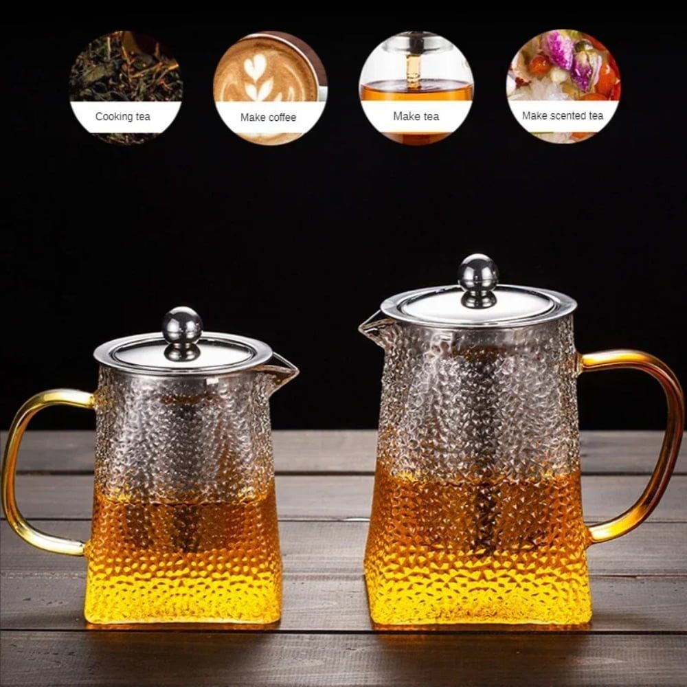 Set 2 ceainice, Quasar & Co.®, recipiente pentru ceai/cafea cu infuzor si capac, 1 x 650 ml, 1 x 750 ml, sticla borosilicata/otel inoxidabil, transparent 5