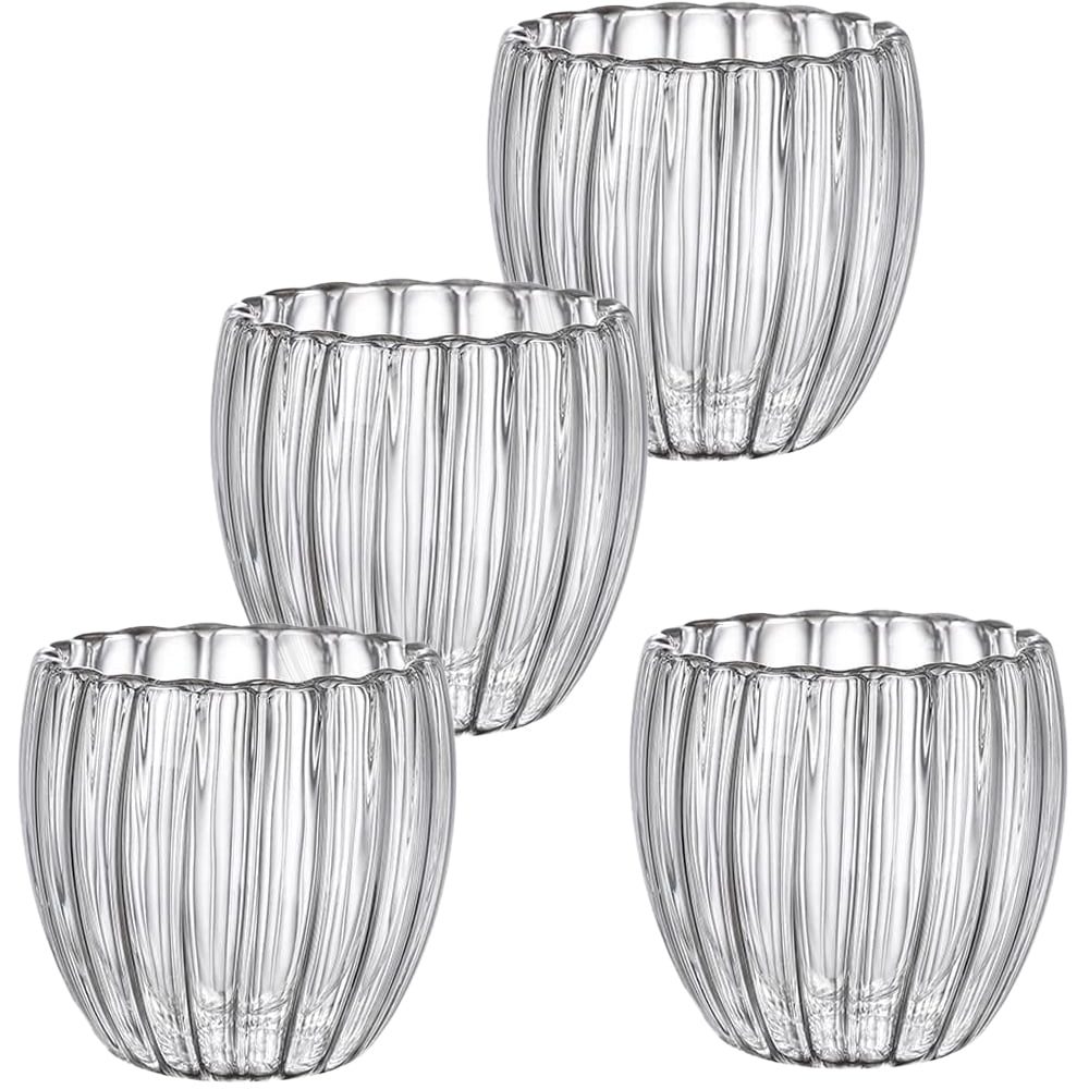 Set 4 pahare cu pereti dubli, Quasar & Co.®, termorezistente, model stripe, 4×210 ml, sticla borosilicata, transparent 2