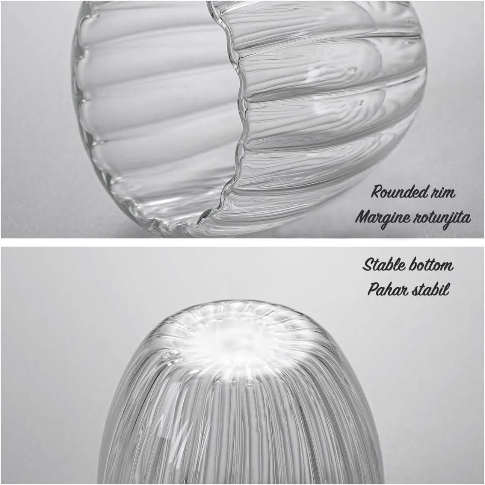 Set 4 pahare cu pereti dubli, Quasar & Co.®, termorezistente, model stripe, 4×210 ml, sticla borosilicata, transparent 10