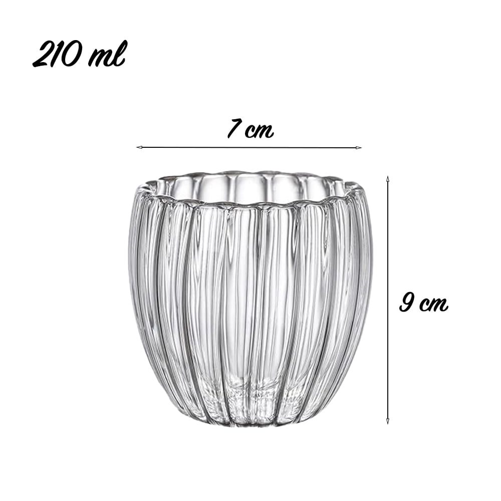 Set 4 pahare cu pereti dubli, Quasar & Co.®, termorezistente, model stripe, 4×210 ml, sticla borosilicata, transparent 12