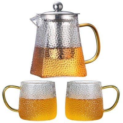Set ceainic cu 2 cani, Quasar & Co.®, cu infuzor, capac, 650 ml/2×300 ml, sticla borosilicata/otel inoxidabil, transparent 10 Set ceainic cu 2 cani, Quasar & Co.®, cu infuzor, capac, 650 ml/2×300 ml, sticla borosilicata/otel inoxidabil, transparent 10