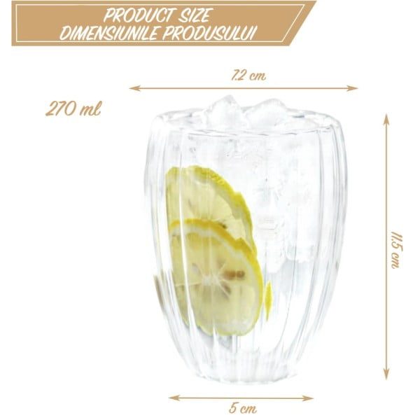 Set 4 pahare cu pereti dubli, Quasar & Co.®, termorezistente, model stripe, 4x270 ml, sticla, transparent - imagine 10