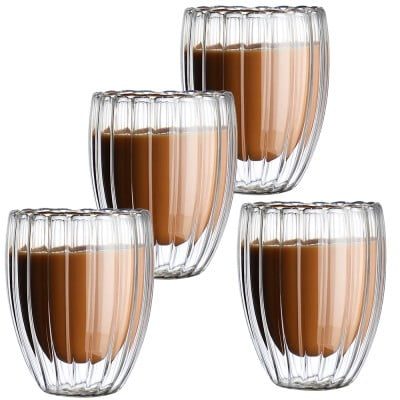 Set 4 pahare cu pereti dubli, Quasar & Co.®, termorezistente, model stripe, 4×270 ml, sticla, transparent 11 Set 4 pahare cu pereti dubli, Quasar & Co.®, termorezistente, model stripe, 4×270 ml, sticla, transparent 11