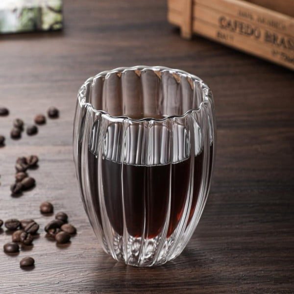 Set 4 pahare cu pereti dubli, Quasar & Co.®, termorezistente, model stripe, 4x270 ml, sticla, transparent - imagine 4