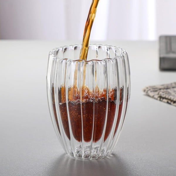 Set 4 pahare cu pereti dubli, Quasar & Co.®, termorezistente, model stripe, 4x270 ml, sticla, transparent - imagine 6