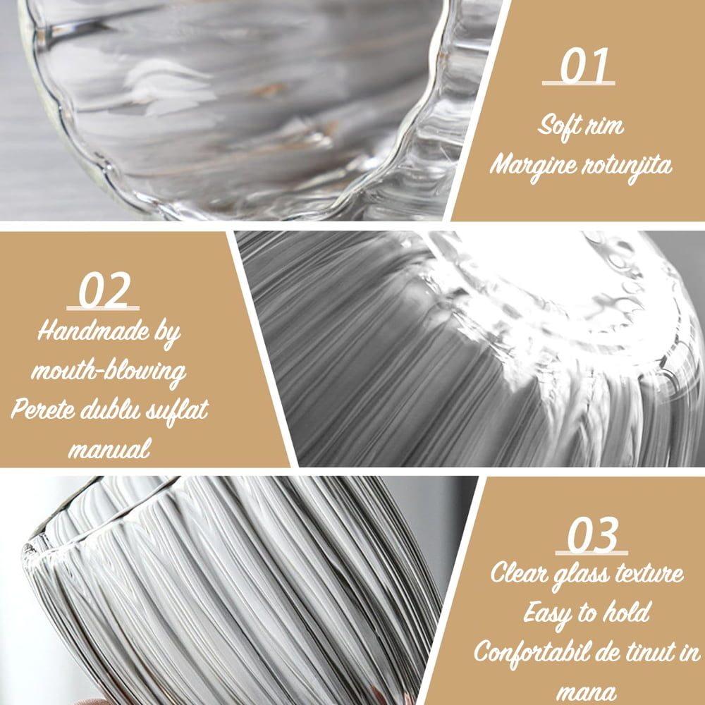 Set 4 pahare cu pereti dubli, Quasar & Co.®, termorezistente, model stripe, 4×270 ml, sticla, transparent 8 Set 4 pahare cu pereti dubli, Quasar & Co.®, termorezistente, model stripe, 4×270 ml, sticla, transparent 8