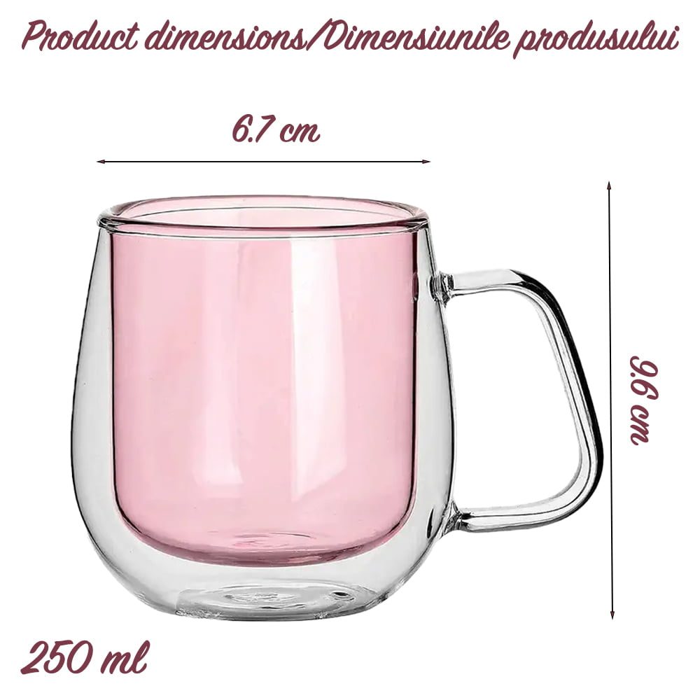 Set 4 cesti cu pereti dubli Quasar & Co.®, termorezistente, model rotund, 4×250 ml, sticla borosilicata, verde-albastru 10