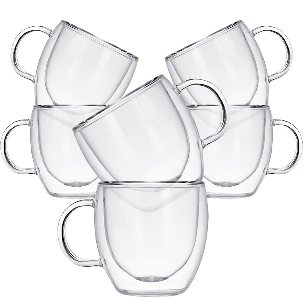 Set 6 cesti cu pereti dubli Quasar & Co.®, espresso/ristretto, termorezistente, 6×80 ml, sticla borosilicata, transparent 2