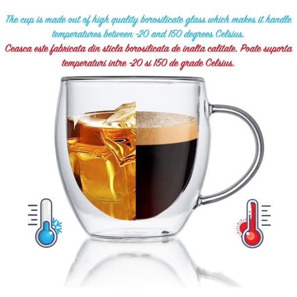 Set 6 cesti cu pereti dubli Quasar & Co.®, espresso/ristretto, termorezistente, 6x80 ml, sticla borosilicata, transparent - imagine 10