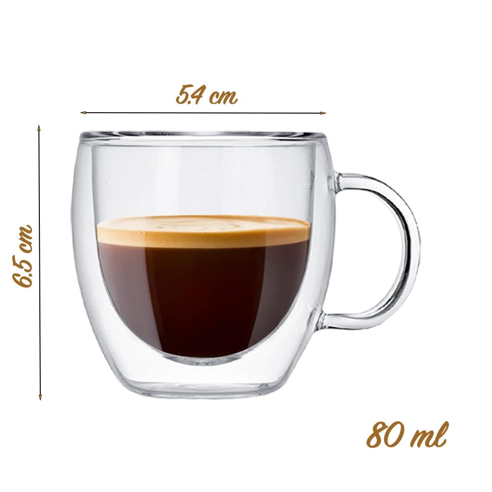 Set 6 cesti cu pereti dubli Quasar & Co.®, espresso/ristretto, termorezistente, 6×80 ml, sticla borosilicata, transparent 11