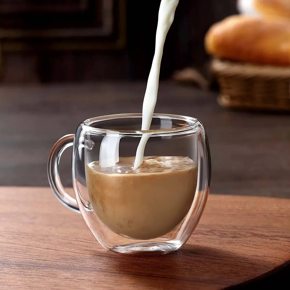 Set 6 cesti cu pereti dubli Quasar & Co.®, espresso/ristretto, termorezistente, 6×80 ml, sticla borosilicata, transparent 3