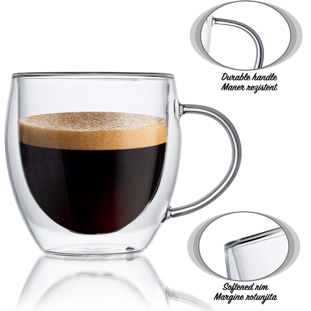 Set 6 cesti cu pereti dubli Quasar & Co.®, espresso/ristretto, termorezistente, 6×80 ml, sticla borosilicata, transparent 9
