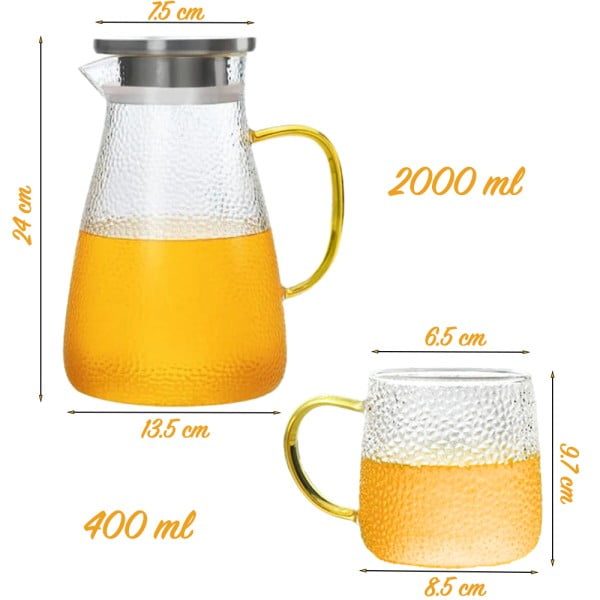Set ceainic cu 4 cani, Quasar & Co.®, cu filtru, capac, 2000 ml/4x400 ml, sticla borosilicata/otel inoxidabil, transparent - imagine 9