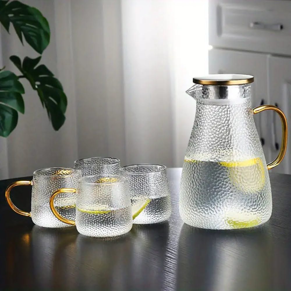 Set ceainic cu 4 cani, Quasar & Co.®, cu filtru, capac, 2000 ml/4×400 ml, sticla borosilicata/otel inoxidabil, transparent 6