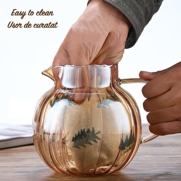Ceainic, Quasar & Co.®, cu filtru, capac, sticla borosilicata/otel inoxidabil, 1200 ml, amber - imagine 9