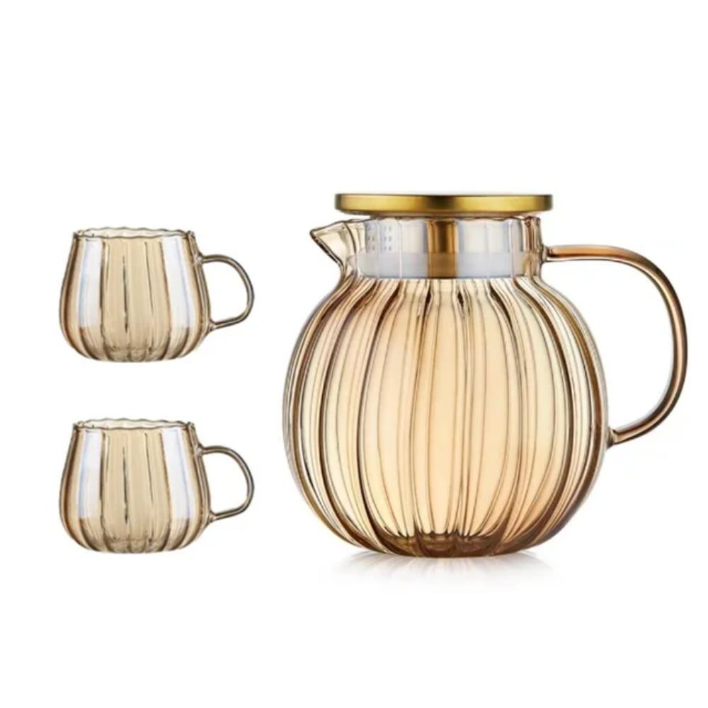 Set ceainic cu 2 cani, Quasar & Co.®, cu filtru, capac, sticla borosilicata/otel inoxidabil, 1200 ml/2×400 ml, amber 2