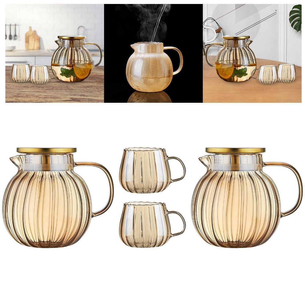 Set ceainic cu 2 cani, Quasar & Co.®, cu filtru, capac, sticla borosilicata/otel inoxidabil, 1200 ml/2×400 ml, amber 11