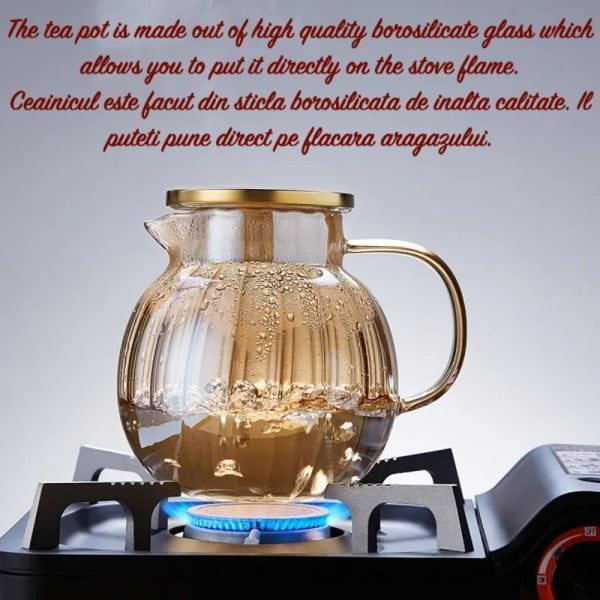 Set ceainic cu 2 cani, Quasar & Co.®, cu filtru, capac, sticla borosilicata/otel inoxidabil, 1200 ml/2x400 ml, amber - imagine 13