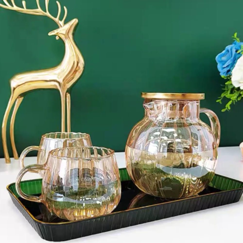 Set ceainic cu 2 cani, Quasar & Co.®, cu filtru, capac, sticla borosilicata/otel inoxidabil, 1200 ml/2×400 ml, amber 3