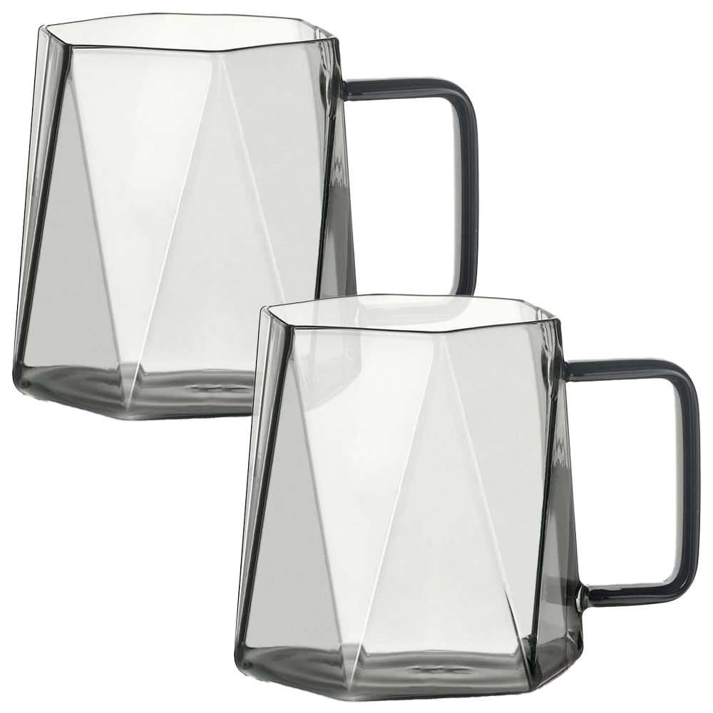 Set 2 cani, Quasar & Co.®, model diamond, sticla, 2×450 ml, gri antracit 2 Set 2 cani, Quasar & Co.®, model diamond, sticla, 2×450 ml, gri antracit 2