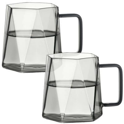 Set 2 cani, Quasar & Co.®, model diamond, sticla, 2×450 ml, gri antracit 9 Set 2 cani, Quasar & Co.®, model diamond, sticla, 2×450 ml, gri antracit 9