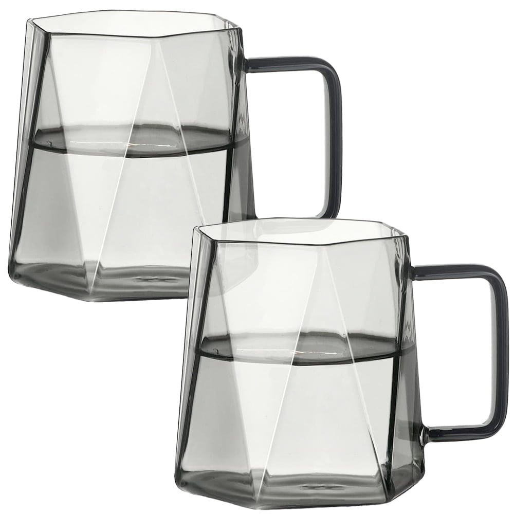 43041267-2 Set 2 cani, Quasar & Co.®, model diamond, sticla, 2×450 ml, gri antracit