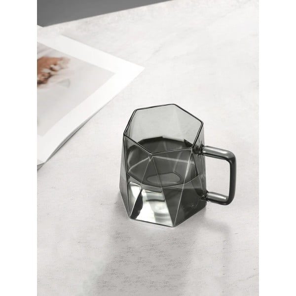 Set 2 cani, Quasar & Co.®, model diamond, sticla, 2x450 ml, gri antracit - imagine 4