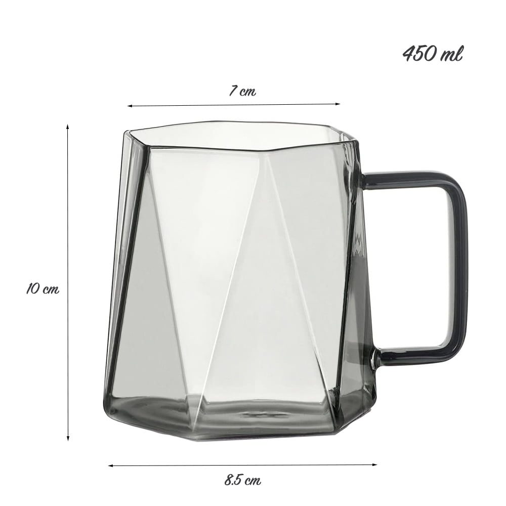 Set 2 cani, Quasar & Co.®, model diamond, sticla, 2×450 ml, gri antracit 8 Set 2 cani, Quasar & Co.®, model diamond, sticla, 2×450 ml, gri antracit 8