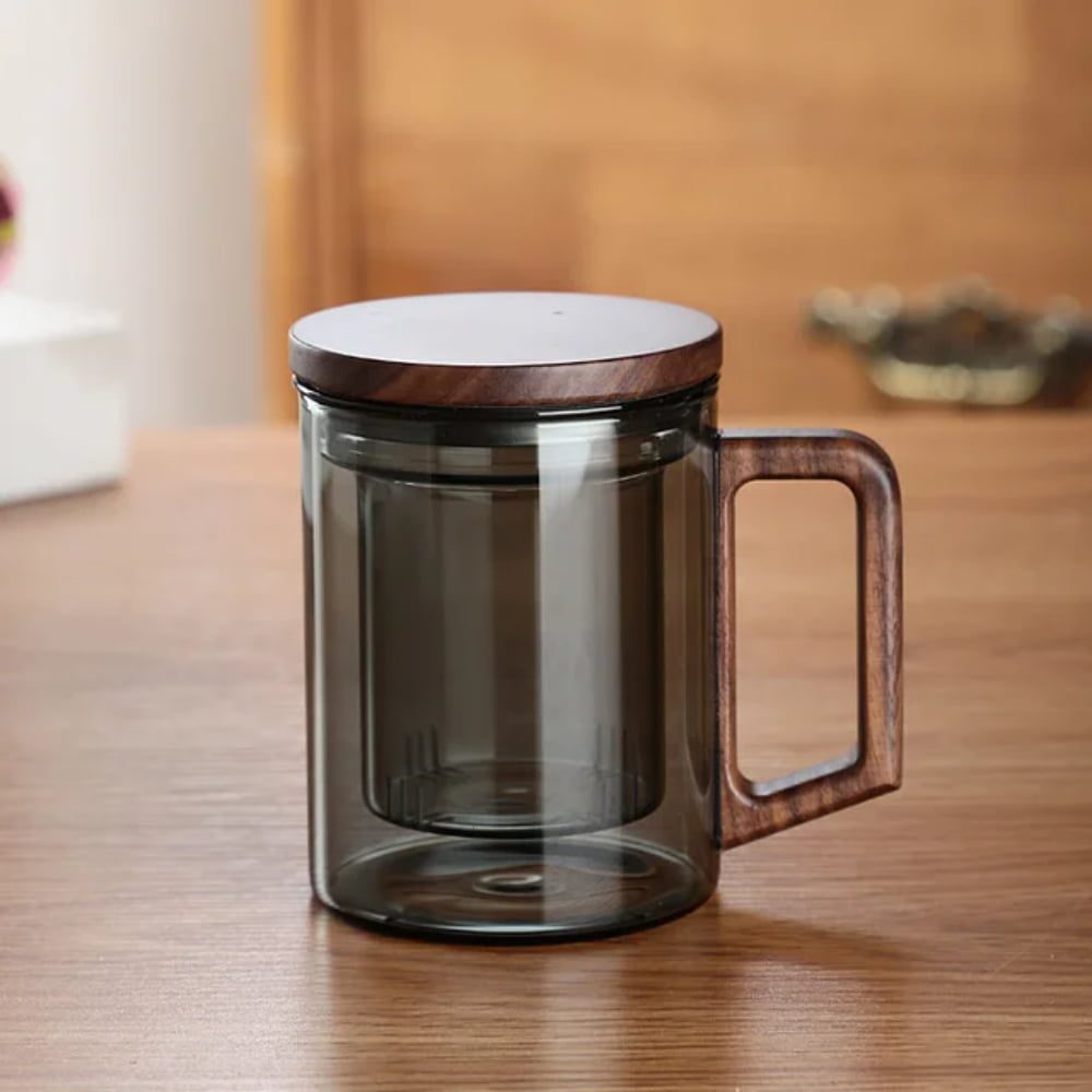 Cana cu infuzor, Quasar & Co.®, recipient pentru ceai/cafea, capac si maner, 400 ml, sticla borosilicata/lemn acacia, gri grafit 5 Cana cu infuzor, Quasar & Co.®, recipient pentru ceai/cafea, capac si maner, 400 ml, sticla borosilicata/lemn acacia, gri grafit 5