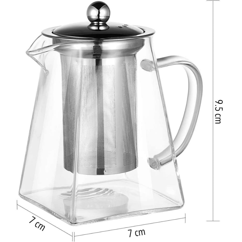 Set 4 ceainice, Quasar & Co.®, recipiente pentru ceai/cafea cu infuzor si capac, 4 x 350 ml, sticla borosilicata/otel inoxidabil, transparent 13