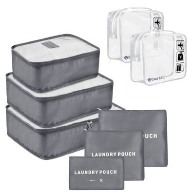 Set 6 huse organizare bagaj si 2 gentute cosmetice calatorie, Quasar & Co.®, pretabile voiaj, accesorii valiza/troler, gri 10 Set 6 huse organizare bagaj si 2 gentute cosmetice calatorie, Quasar & Co.®, pretabile voiaj, accesorii valiza/troler, gri 10