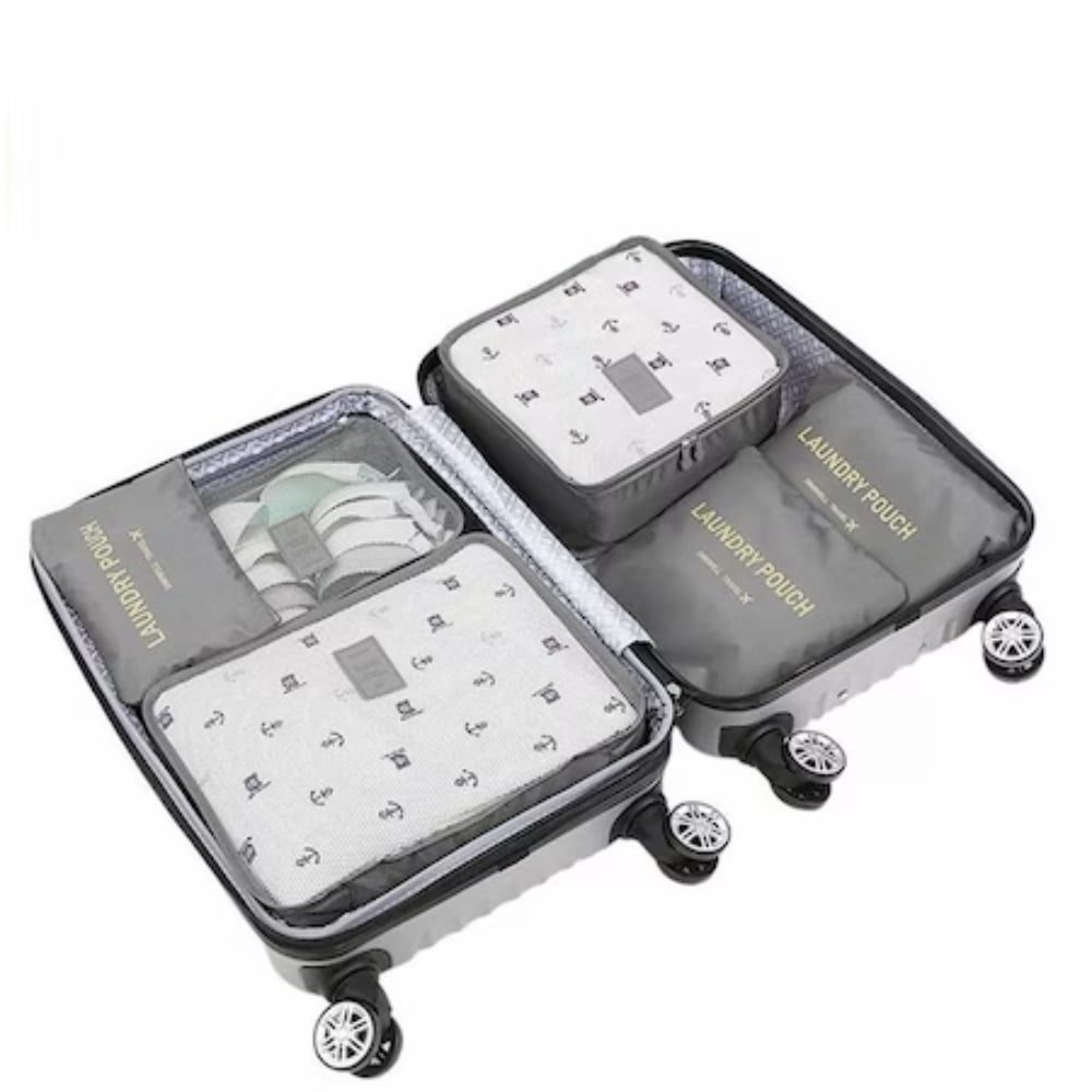 Set 6 huse organizare bagaj si 2 gentute cosmetice calatorie, Quasar & Co.®, pretabile voiaj, accesorii valiza/troler, gri 5 Set 6 huse organizare bagaj si 2 gentute cosmetice calatorie, Quasar & Co.®, pretabile voiaj, accesorii valiza/troler, gri 5