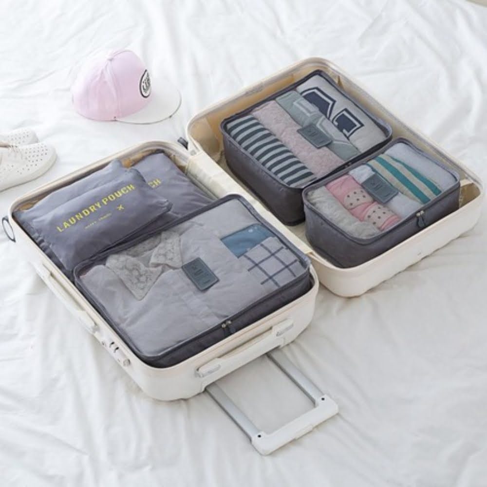 Set 6 huse organizare bagaj si 2 gentute cosmetice calatorie, Quasar & Co.®, pretabile voiaj, accesorii valiza/troler, gri 7 Set 6 huse organizare bagaj si 2 gentute cosmetice calatorie, Quasar & Co.®, pretabile voiaj, accesorii valiza/troler, gri 7