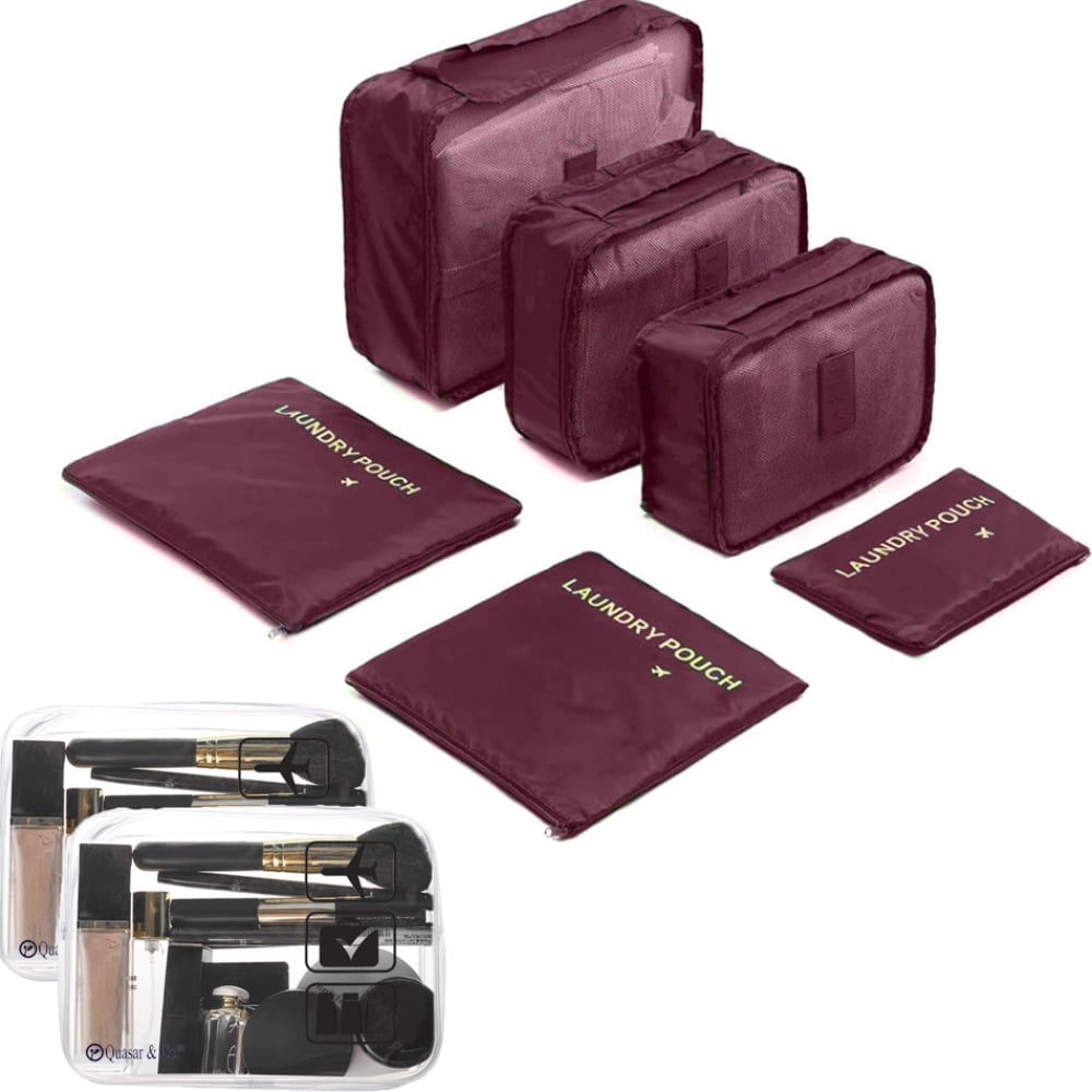 Set 6 huse organizare bagaj si 2 gentute cosmetice calatorie, Quasar & Co.®, pretabile voiaj, accesorii valiza/troler, visiniu 5 Set 6 huse organizare bagaj si 2 gentute cosmetice calatorie, Quasar & Co.®, pretabile voiaj, accesorii valiza/troler, visiniu 5