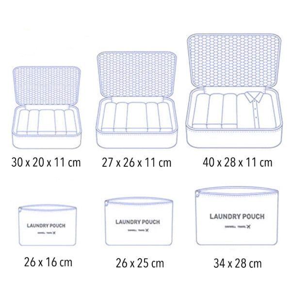 Set 6 huse organizare bagaj si 2 gentute cosmetice calatorie, Quasar & Co.®, pretabile voiaj, accesorii valiza/troler, bleumarin - imagine 11