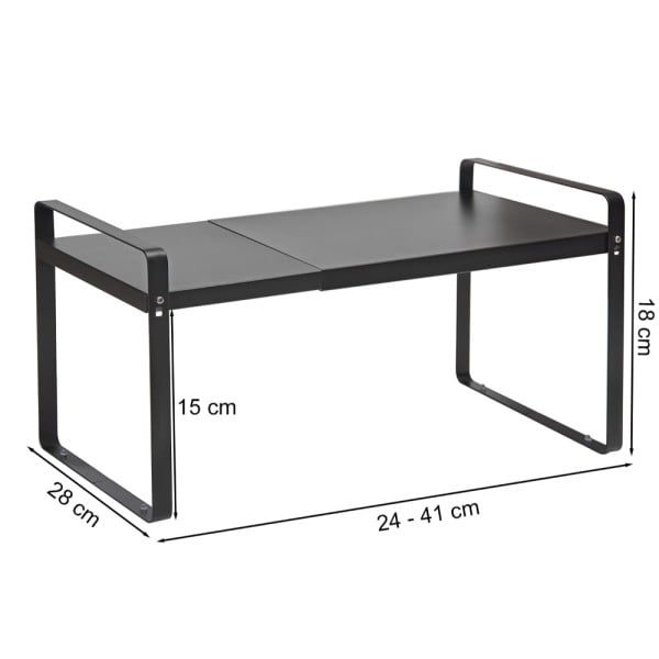 Raft universal depozitare, Quasar & Co.®, extensibil, multifunctional, suprapozabil, 24-41 x 18 x 28 cm, metal, negru - imagine 12