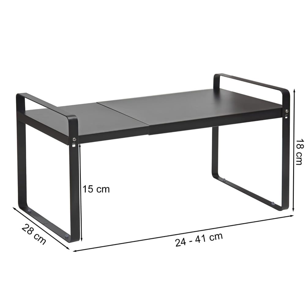Raft universal depozitare, Quasar & Co.®, extensibil, multifunctional, suprapozabil, 24-41 x 18 x 28 cm, metal, negru 12